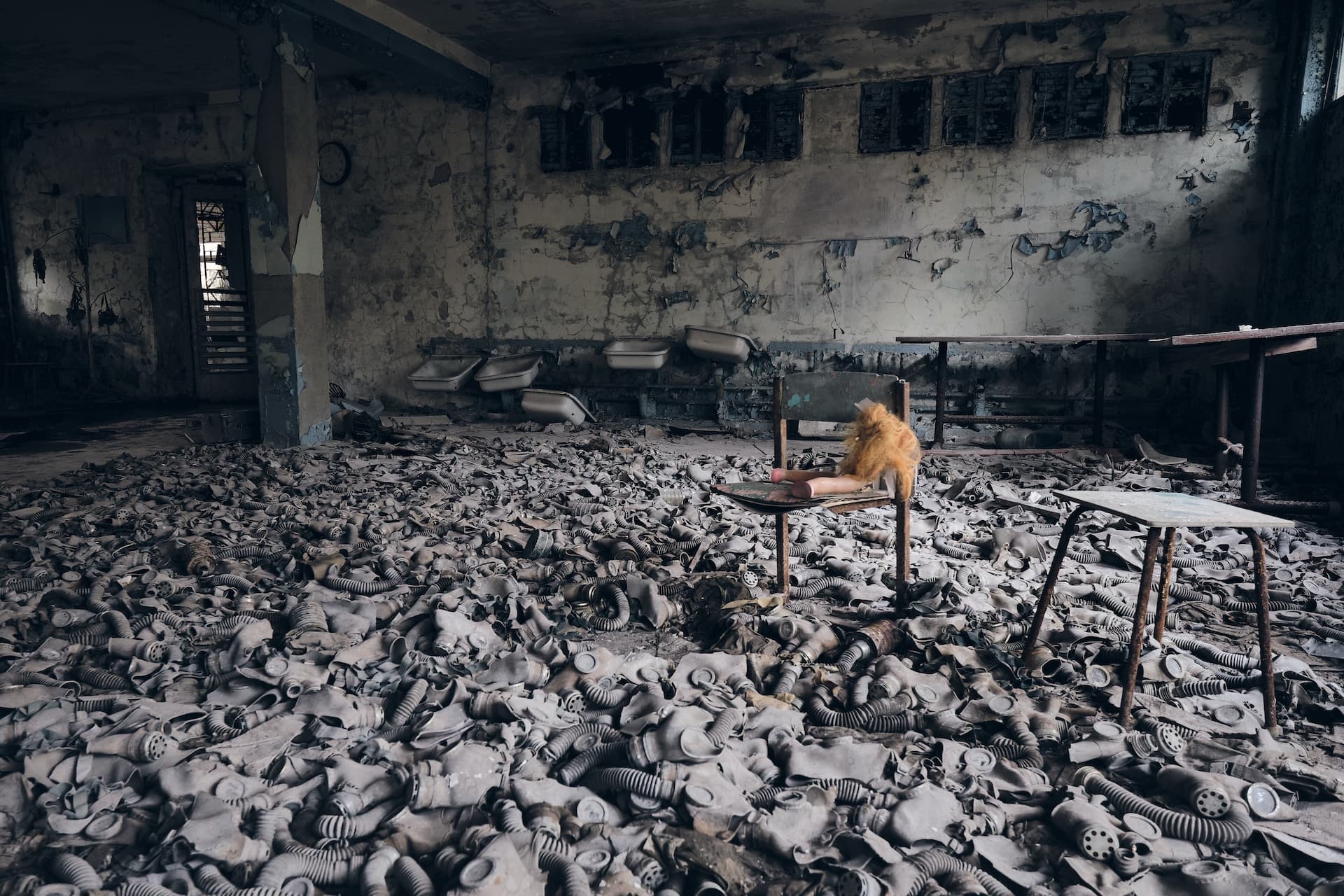 Masks at Middle School N3, Pripyat - Chernobyl Exclusion Zone, Ukraine - Mick De Paola